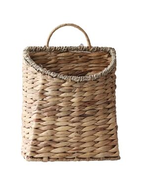 NWT 11" Water Hyacinth Hanging Basket With Seagrass Trim In Natural